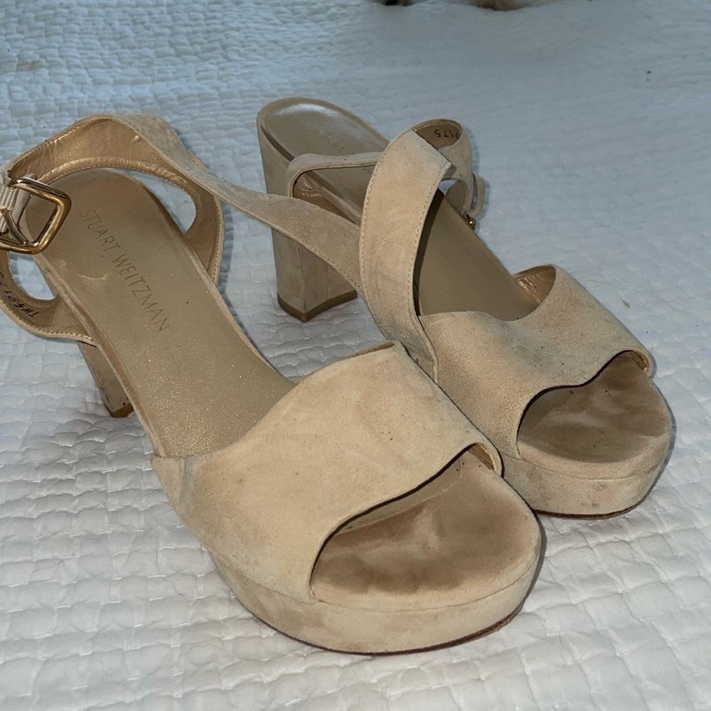 Stuart Weitzman Platform Beige Sandals - image 1